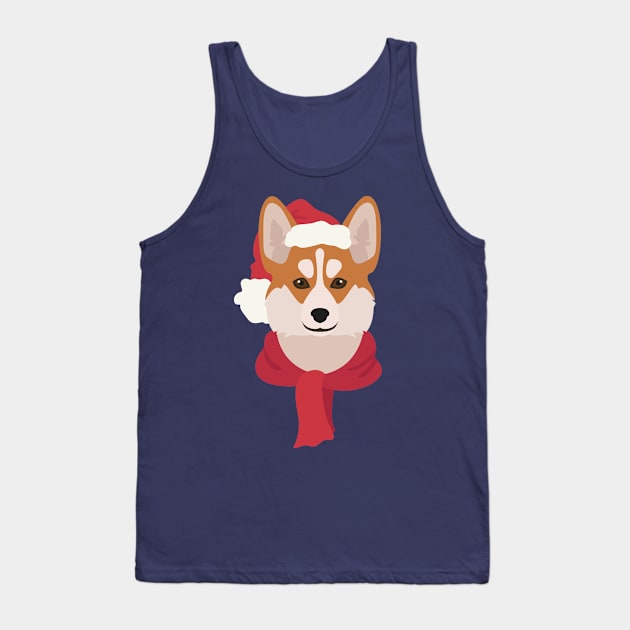 Christmas Pembroke Corgi Dog Face Tank Top by JunkyDotCom